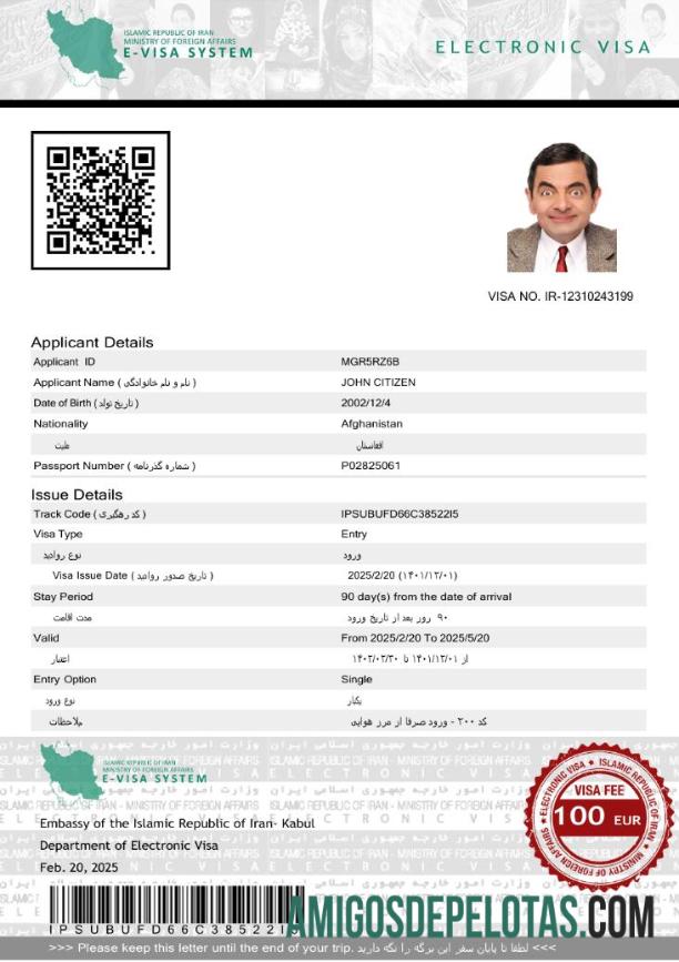imprimível Modelo de visto Irã E em formatos Word e PDF